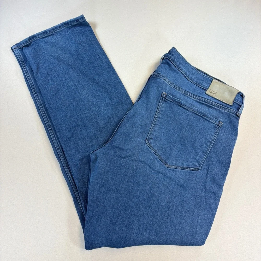 Paige Federal Slim Straight Jeans Mens 36x32 Medium Wash Blue Stretch Casual